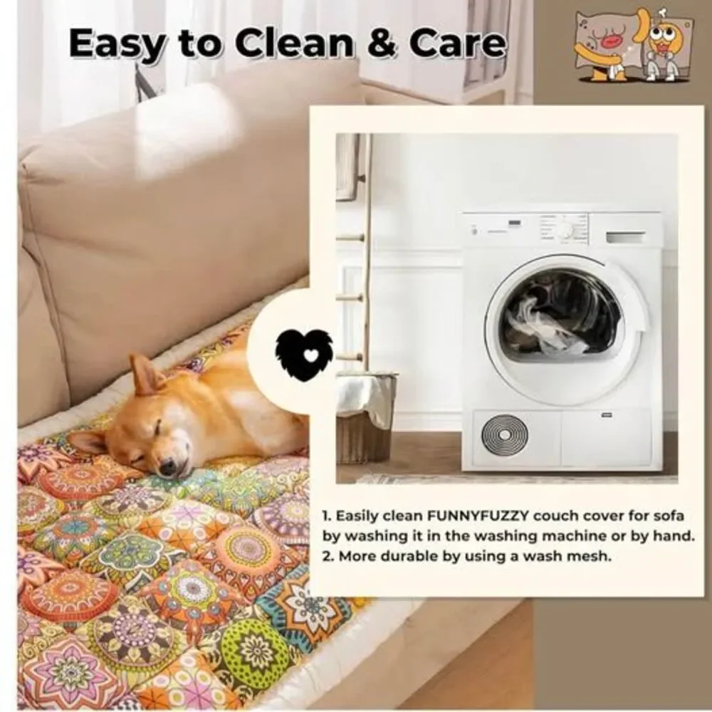 FUNNY FUZZY Pet Couch Covers for Sofa Bohemian